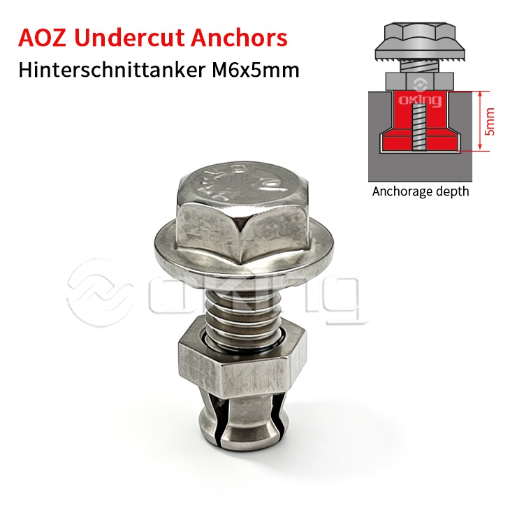 AOZ Neo cắt ngành M6x5mm bằng thép không gỉ, Hinterschnittanker cho hệ thống sửa chữa cắt cắt